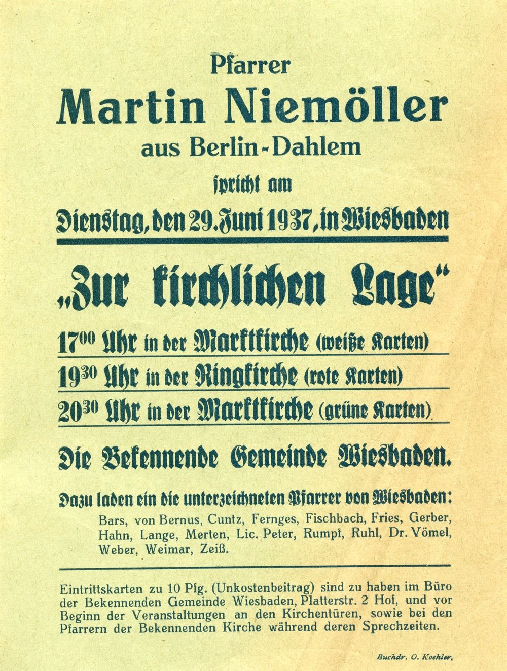 Niemöllers Rede vor seiner Verhaftung 1937 zur kirchlichen Lage